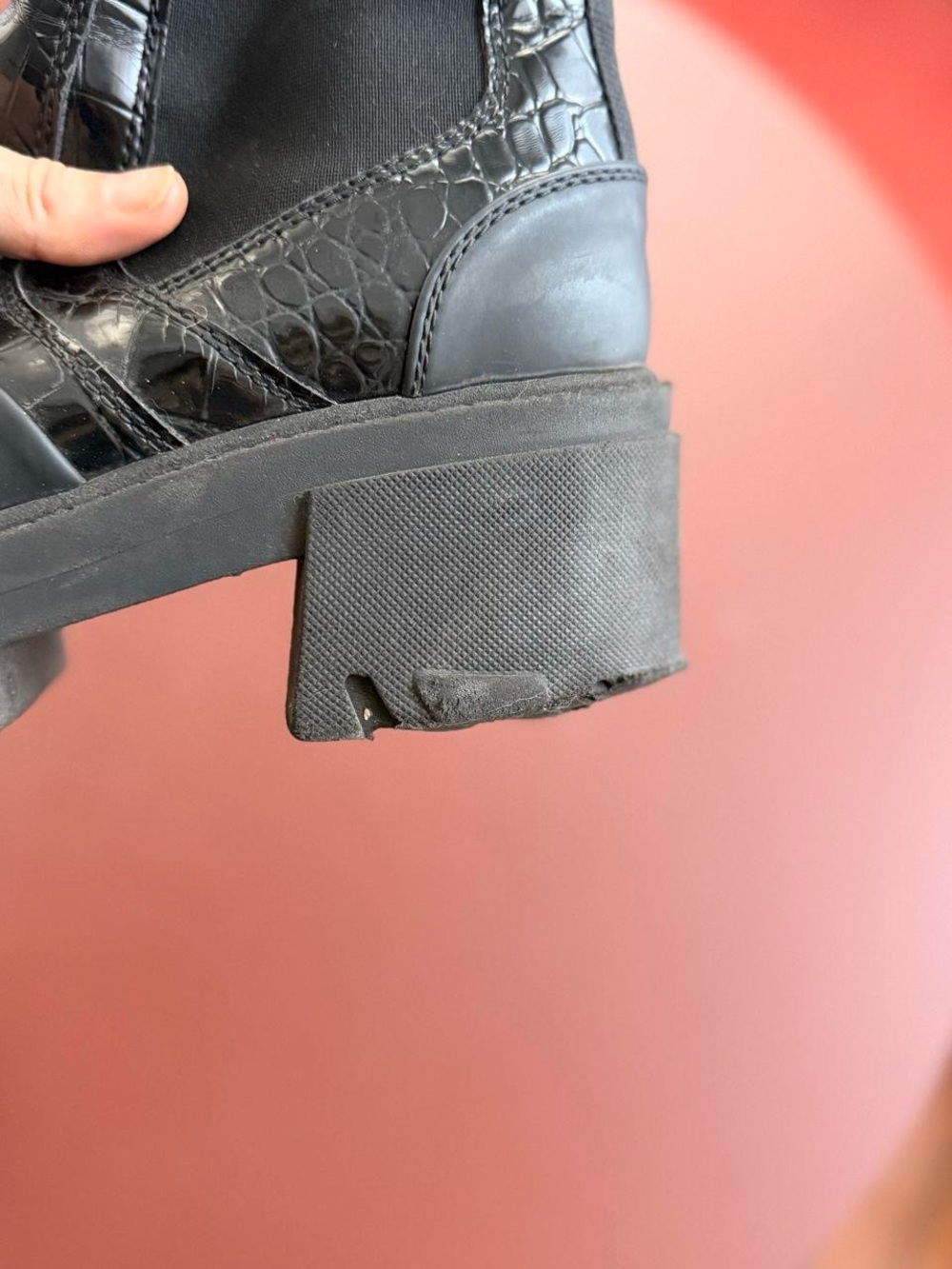 Ganni Black Croc-Embossed Chelsea Platform Boot - Women - Picture 6 of 7